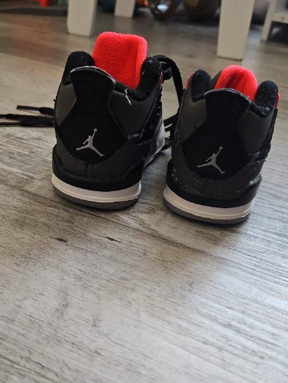 Jordan Kids' Black, Gray & Red High Top Sneakers